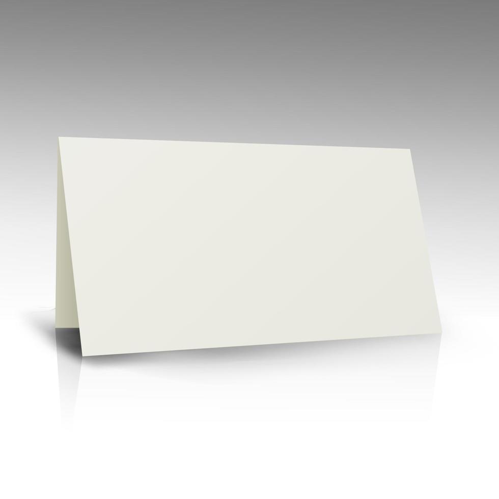 White Folder Paper Greeting Card Vector Template. Business Mock Up Fold Brochure Illustration