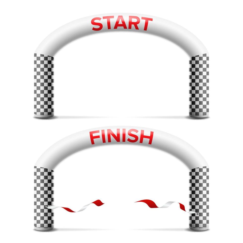 3D Start, Finish Line Arch Vector. Outdoor Sport Events Competition Concept. Isolated Illustration vector