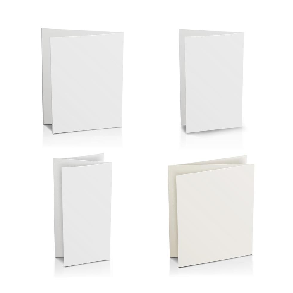 Blank Folder White Brochure Set. Vector 3D Mockup