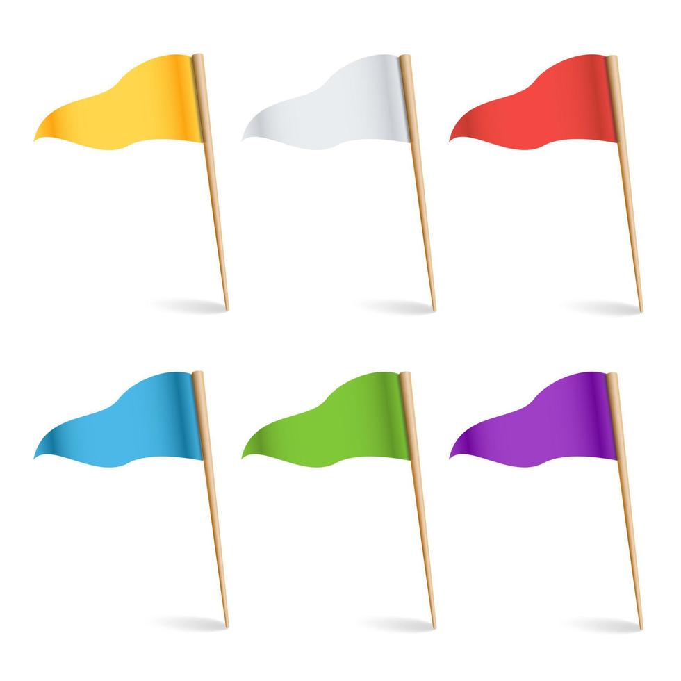 Colorful Cocktail Flags Vector. Set Multi Colored Pins Illustration. vector