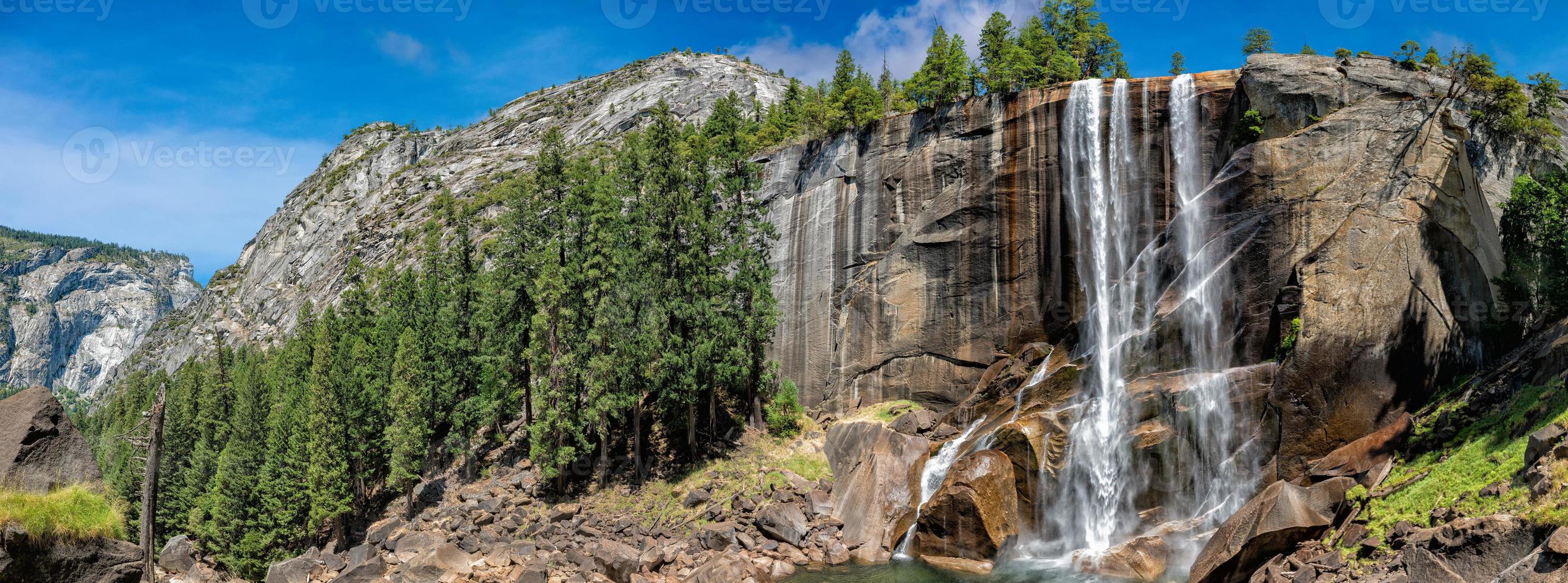 Yosemite falls with double rainbow photo