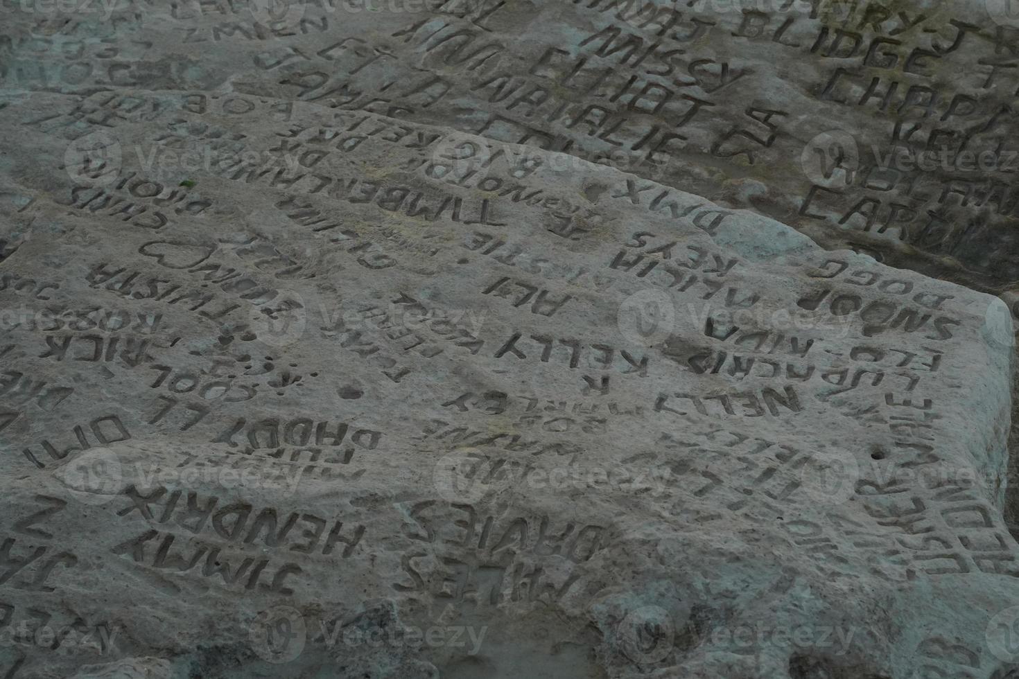 celebrity celebrities names graffiti on saint peter pools Malta rock formation photo