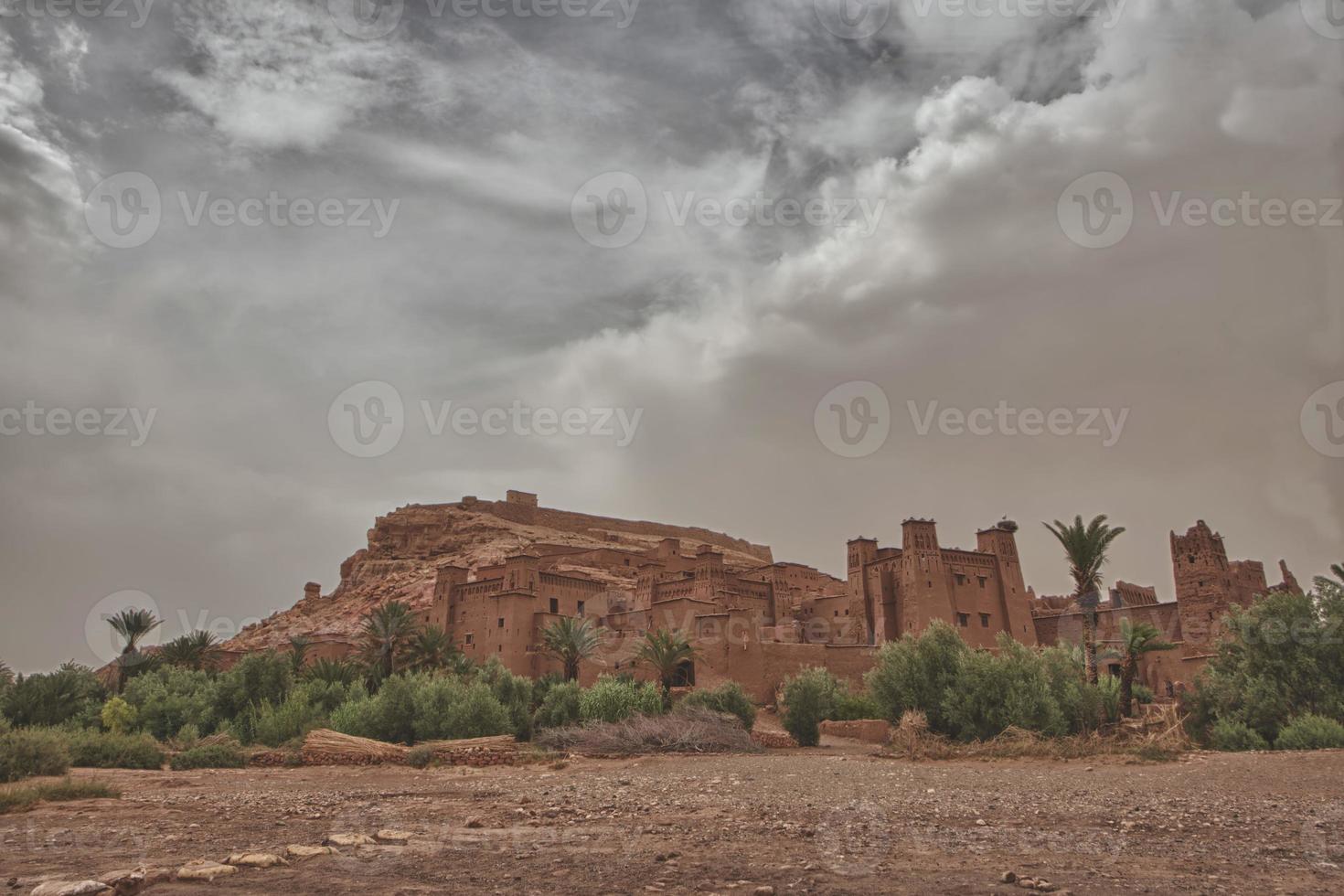 Ait Benhaddou Maroc location of gladiator movie after a sand storm tempest photo