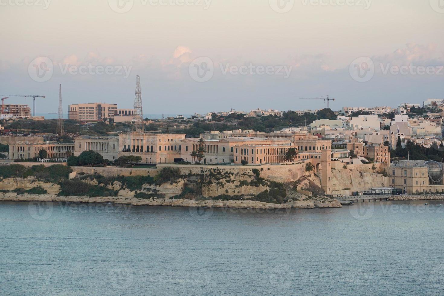 malta 3 cities view from la valletta at sunset photo