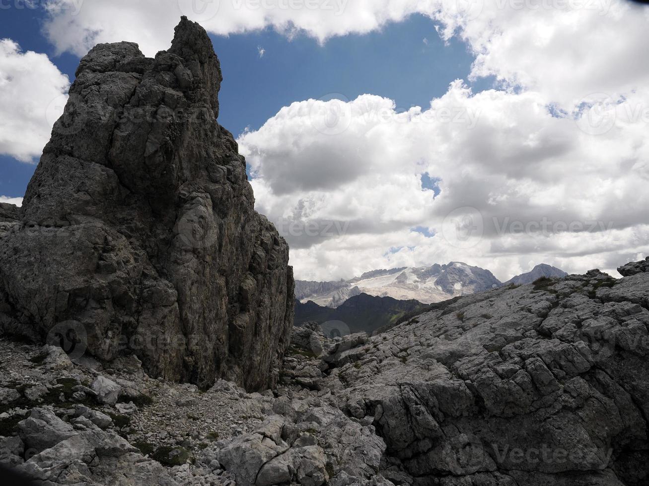 dolomites marmolada glacier view from corvara photo