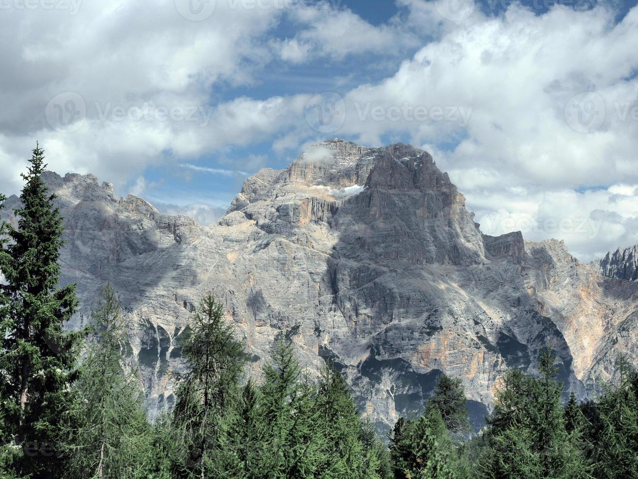 dolomites mountains valley view panorama photo