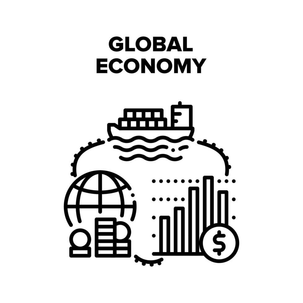 Global Economy Vector Black Illustration