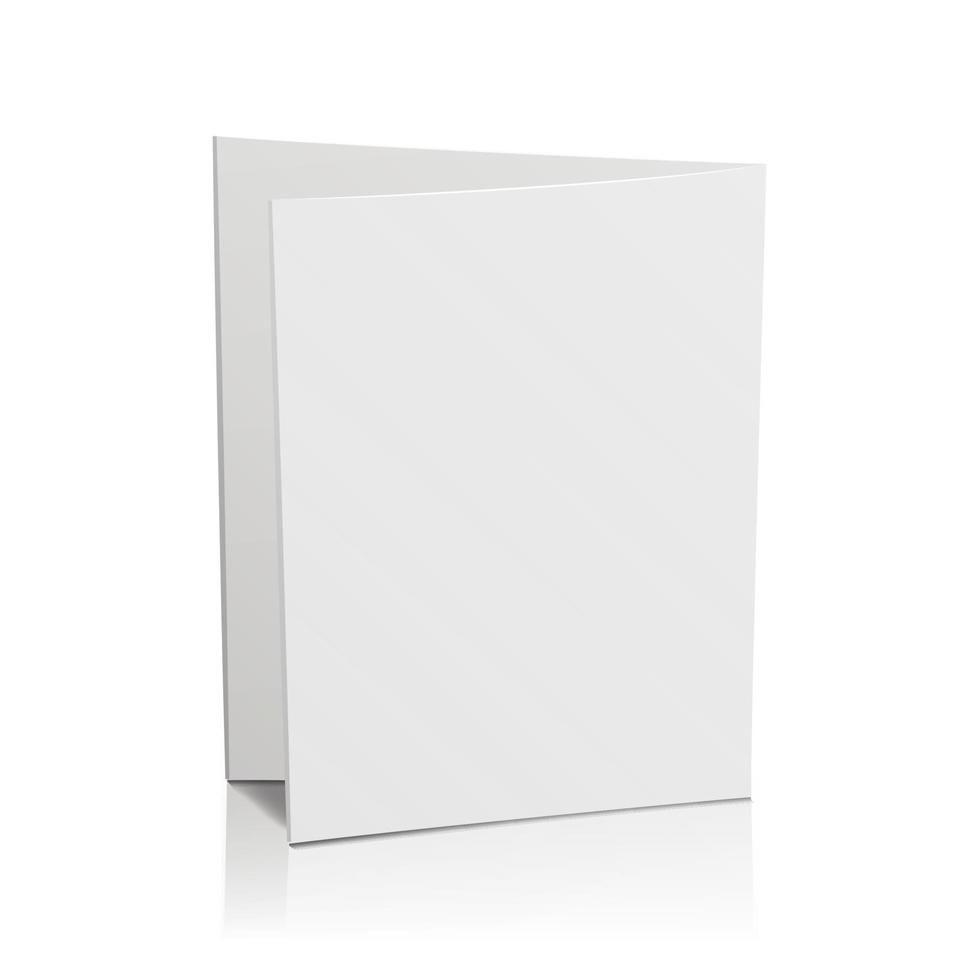 folleto blanco de la carpeta en blanco. maqueta vectorial 3d. folleto de tarjeta curva para ilustración de presentación de negocios vector