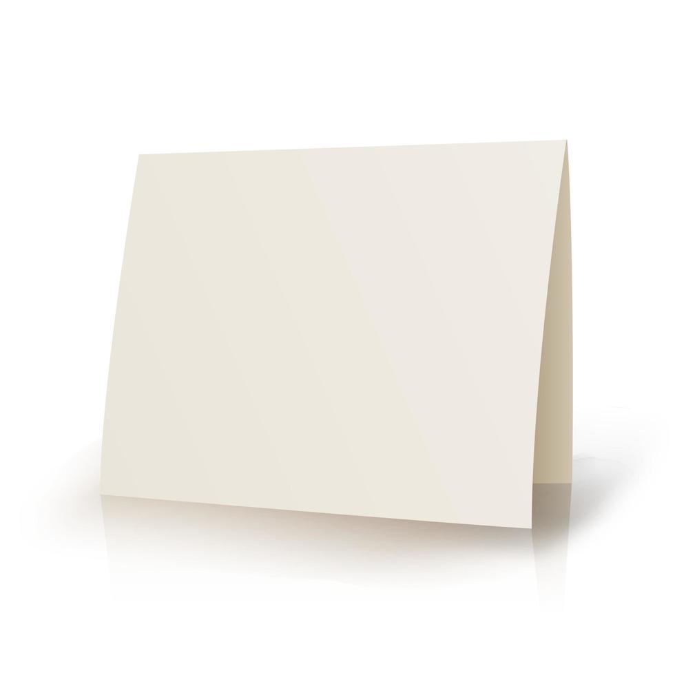 White Folder Paper Greeting Card Vector Template.