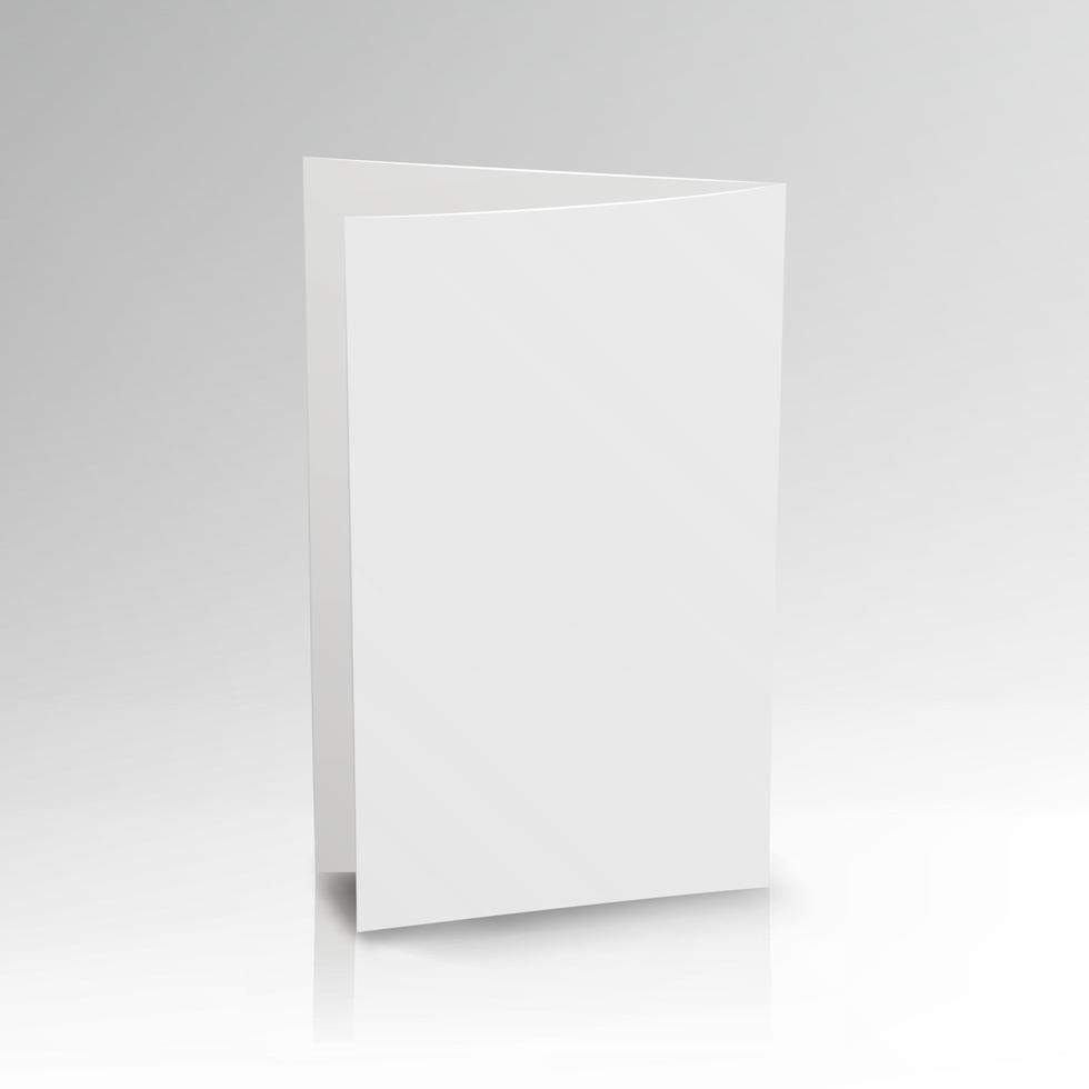 Blank Folder White Leaflet. Vector 3D Mockup. Realistic Paper Brochure. Empty Paper Mockup Illustration