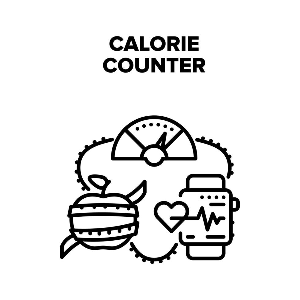 contador de calorías vector ilustración negra