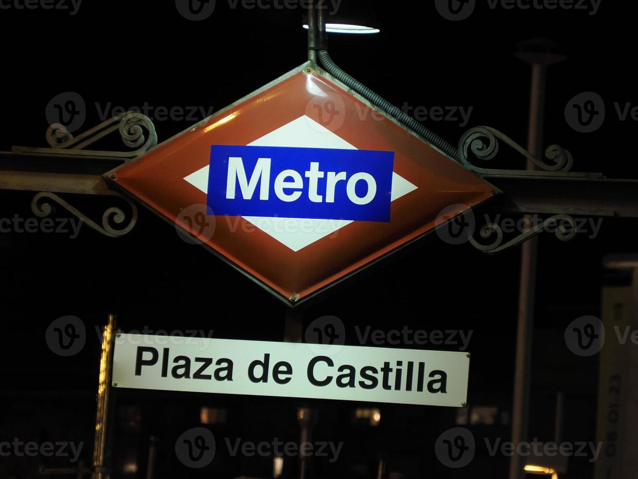 Plaza de Castilla Metro Station Sign in Madrid Spain photo