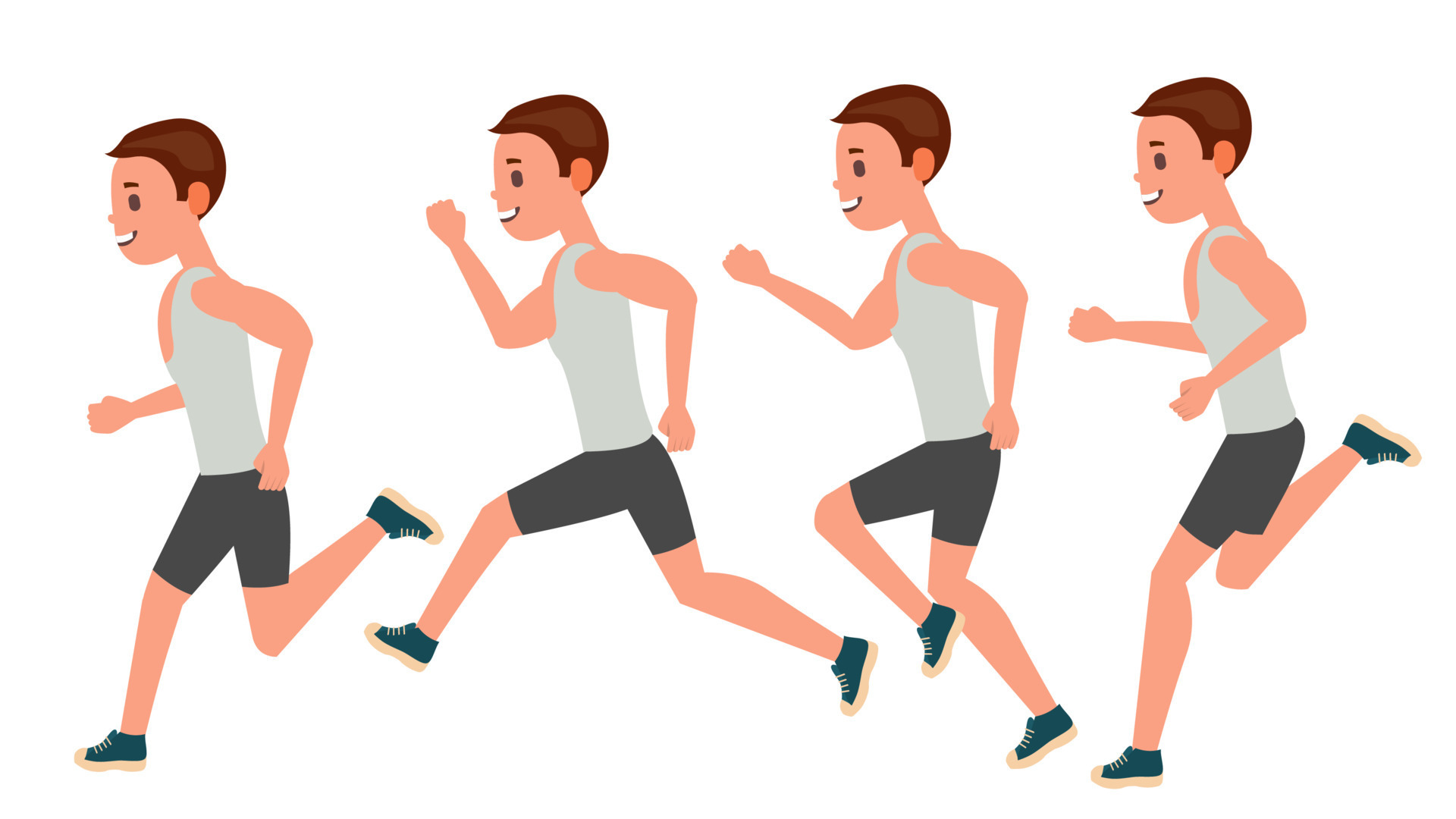 Male Running Vector. Animation Frames Set. Sport Athlete Fitness