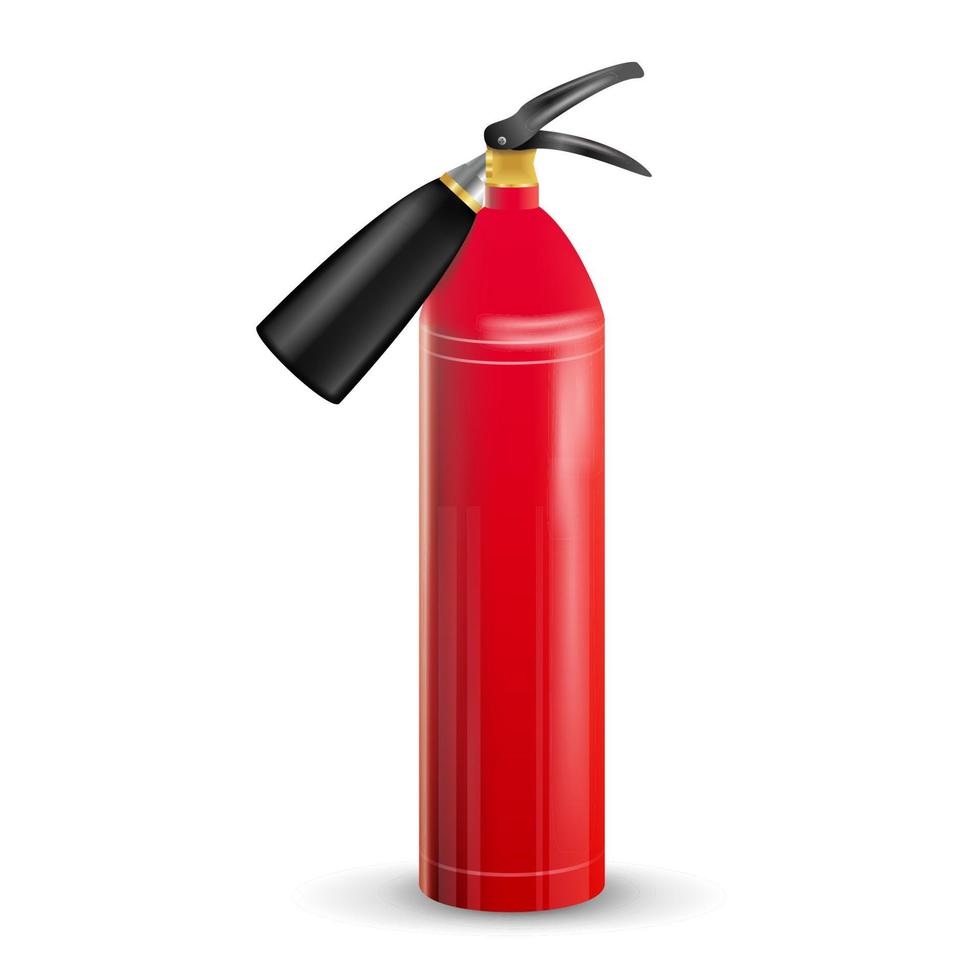 Red Fire Extinguisher Vector. Metal Red Fire Extinguisher Isolated Illustration vector