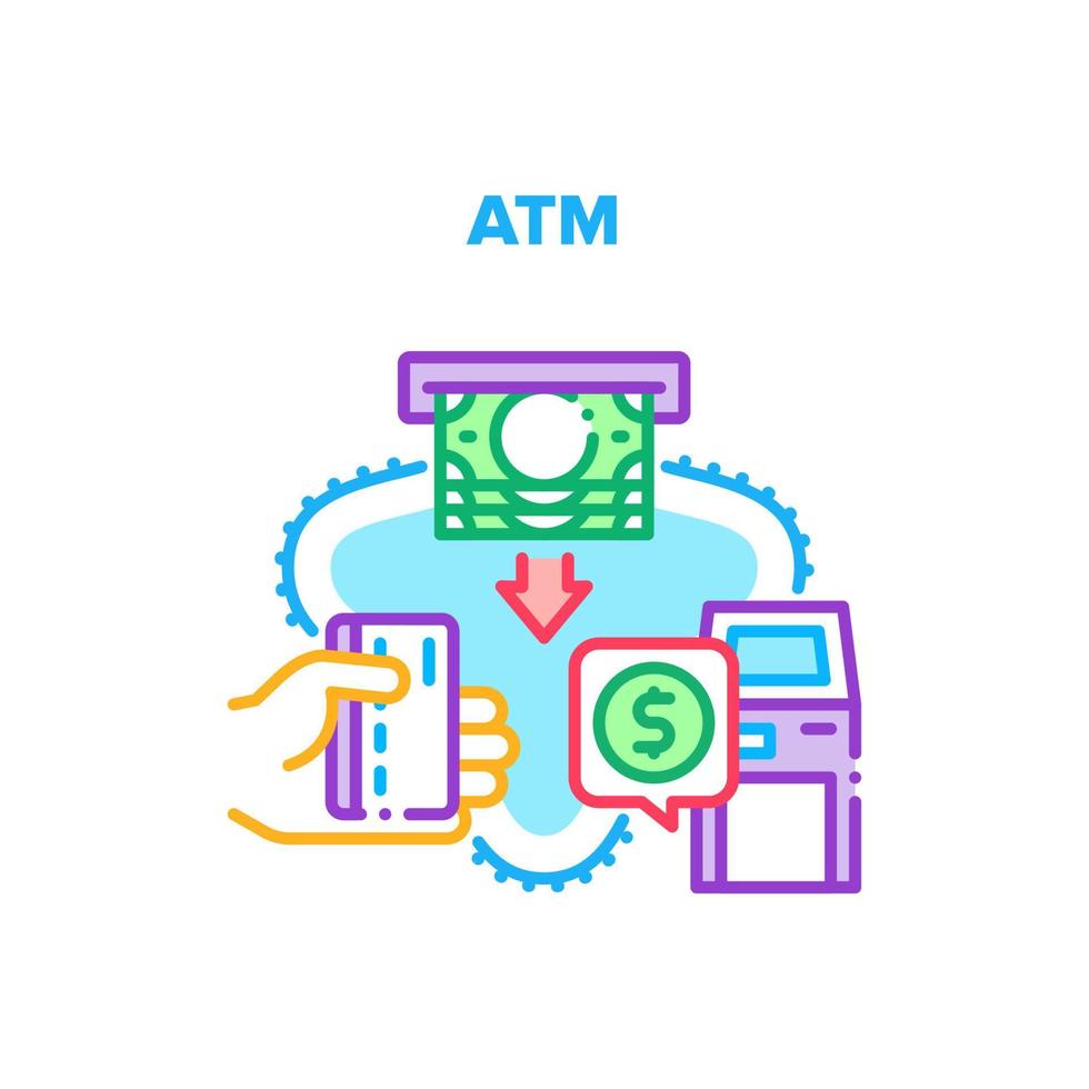 Atm Bank Machine Vector Concept Color Illustration