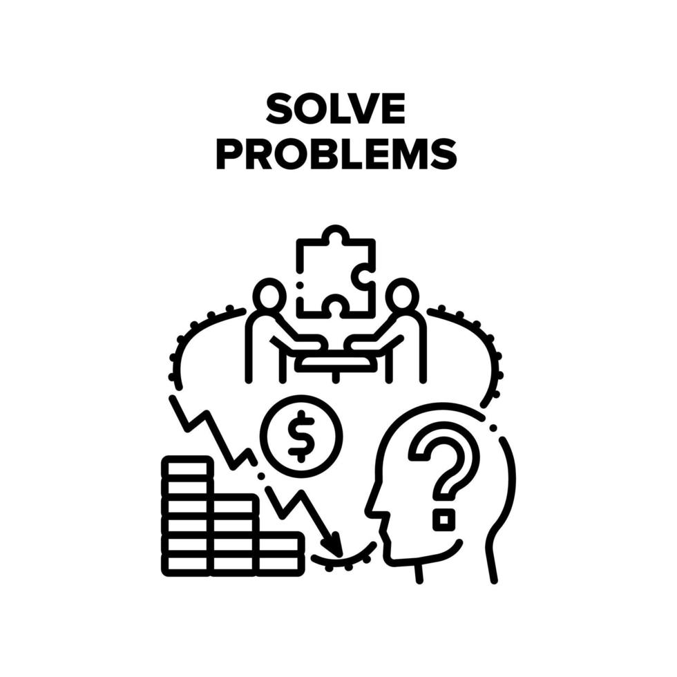 Solve Problems Vector Black Illustration