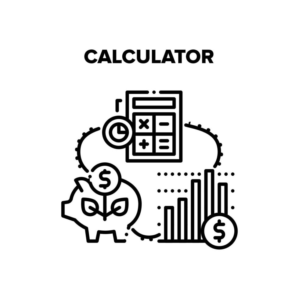 calculadora, herramienta, vector, negro, ilustración vector