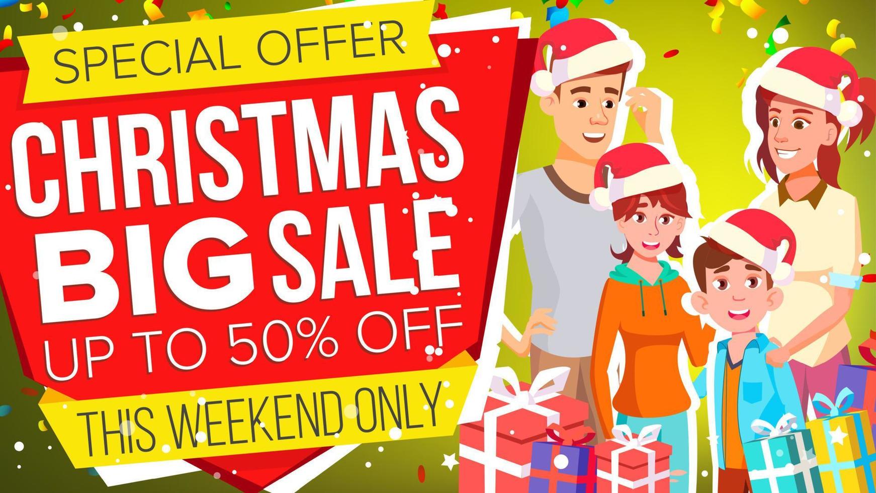 Christmas Sale Banner Vector. Sale Label. Big Super Special Offer. Illustration vector