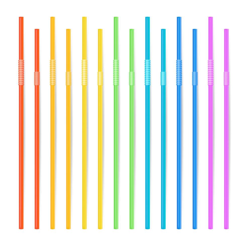 colorido vector de pajitas para beber. diferentes tipos