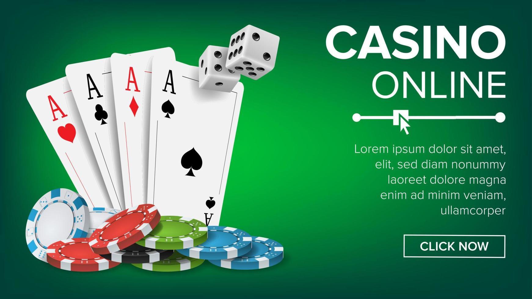 Casino Poker Design Vector. Casino Theme Fortune Background Concept. Poker Cards, Chips, Playing Gambling Cards. Realistic Illustration vector