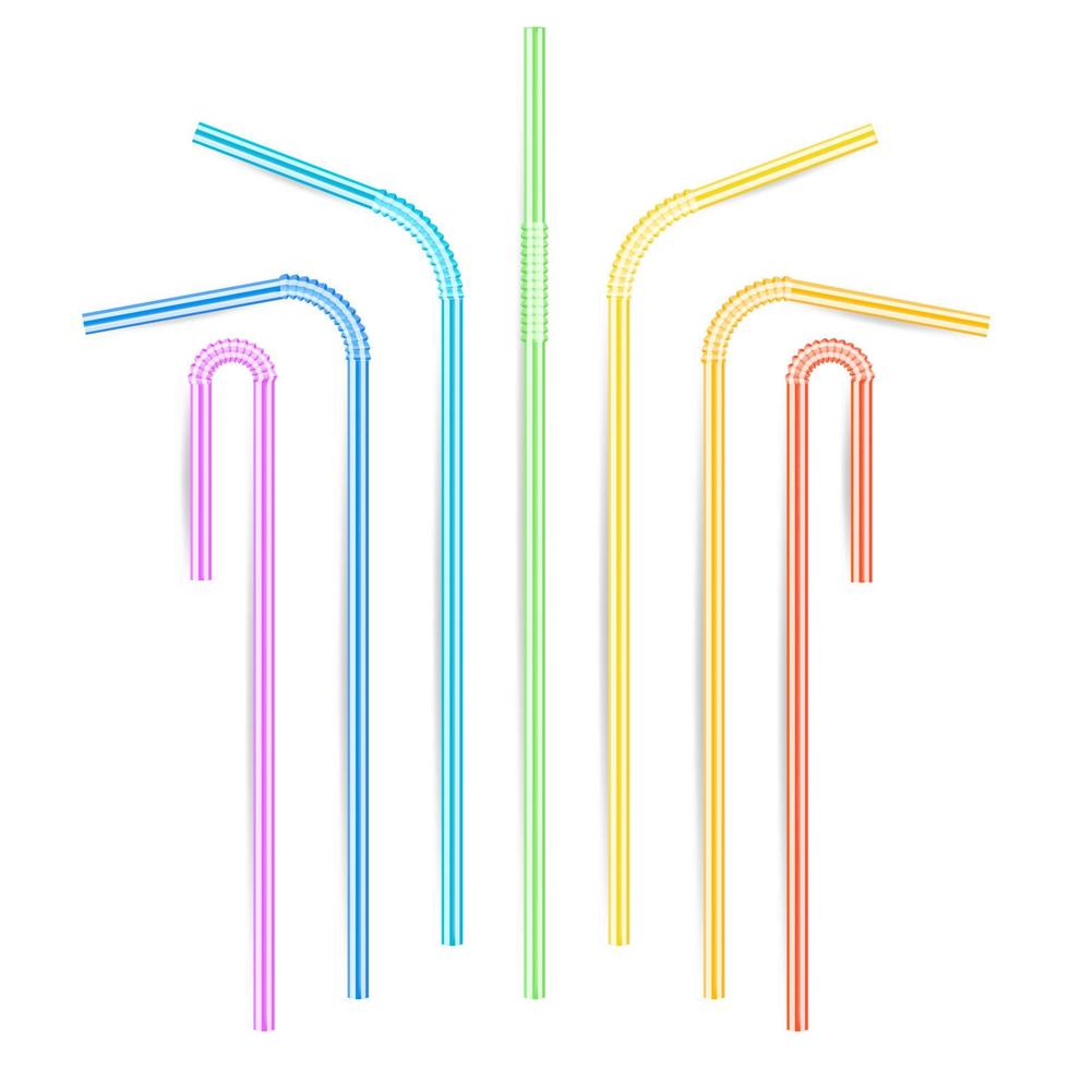 Colorful Drinking Straws Vector. Different Types vector