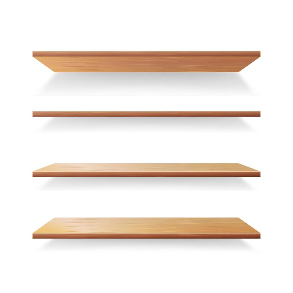 Empty Wood Shelves Template Vector Set