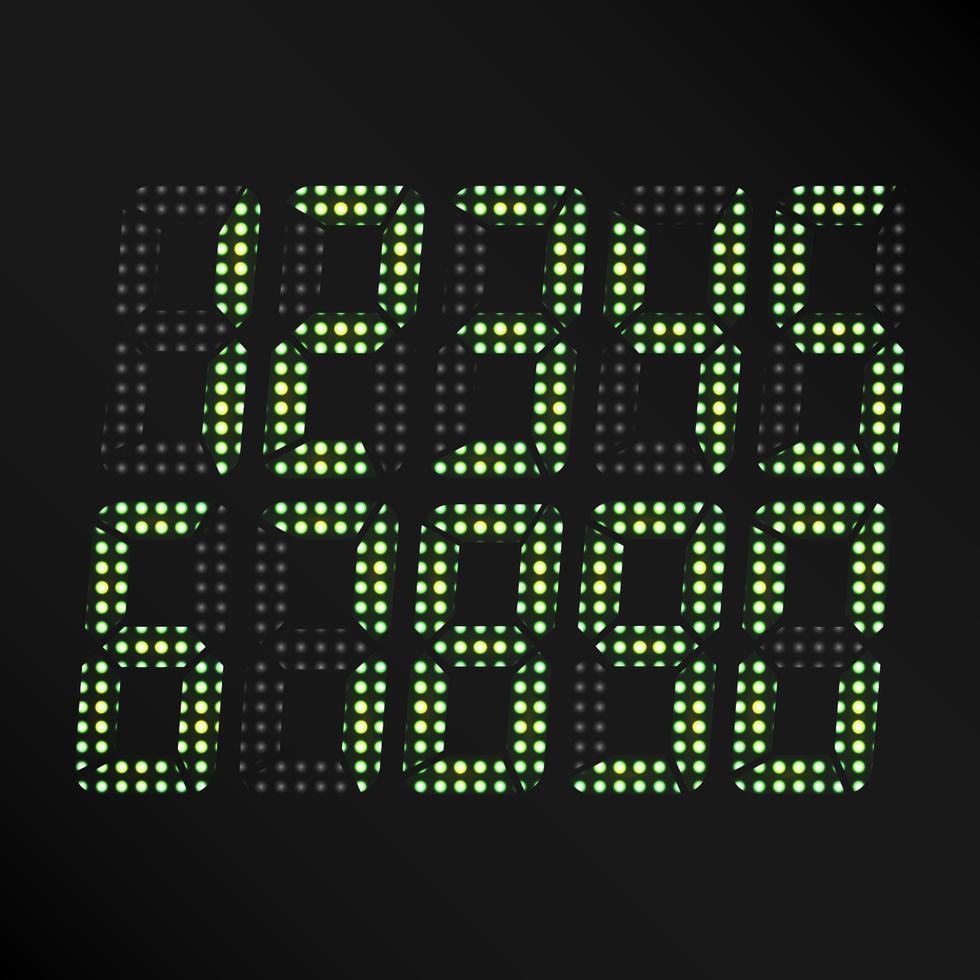 Digital Glowing Numbers Vector