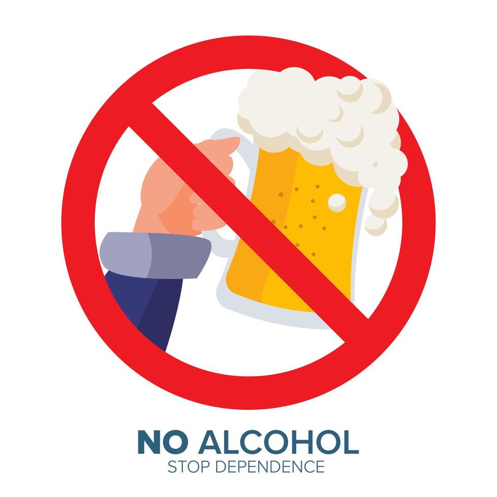 No Alcohol Symbol Vector. Ban Liquor Label. Isolated Flat Cartoon Illustration vector