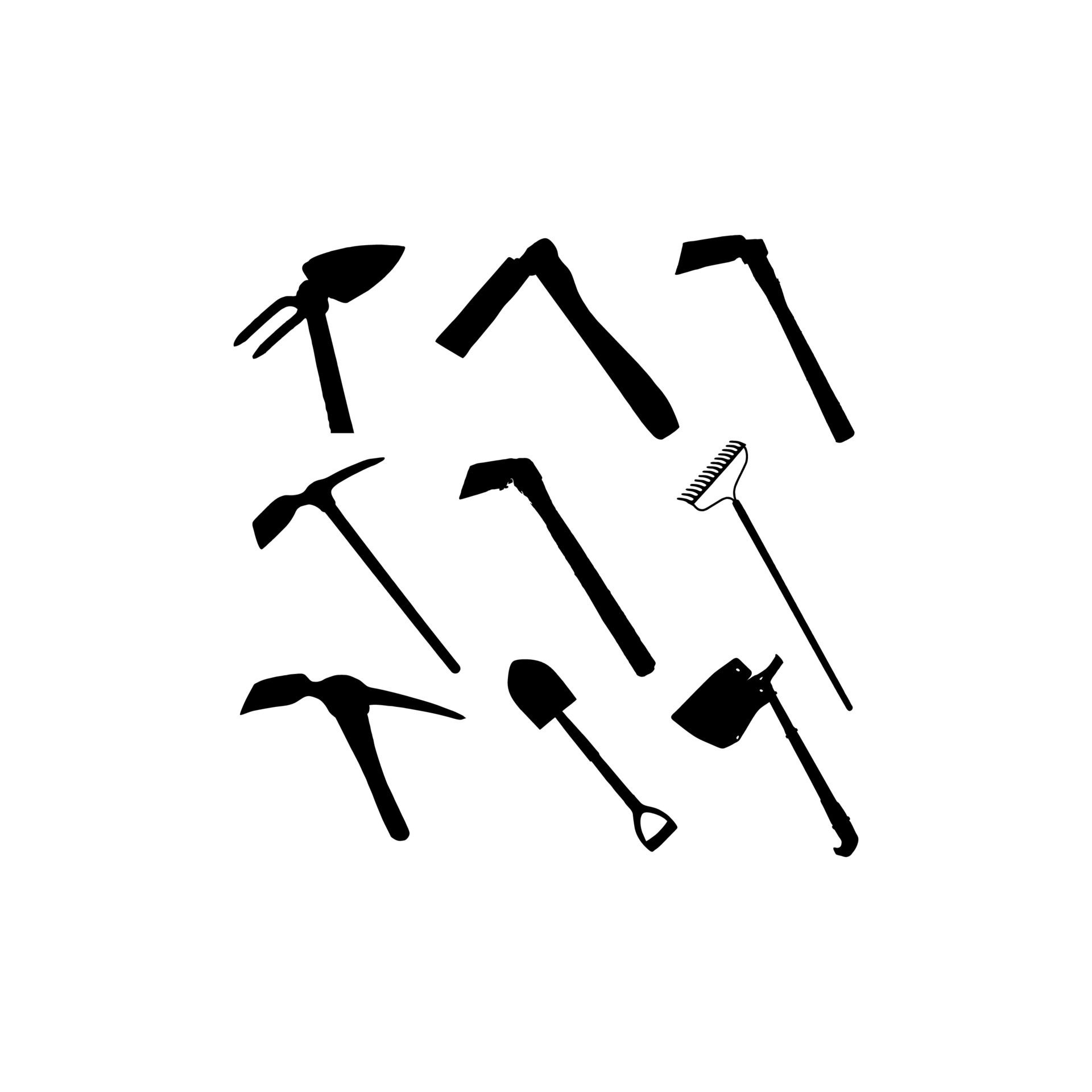 hoe tools illustration set creative design 17367705 Vector Art at Vecteezy