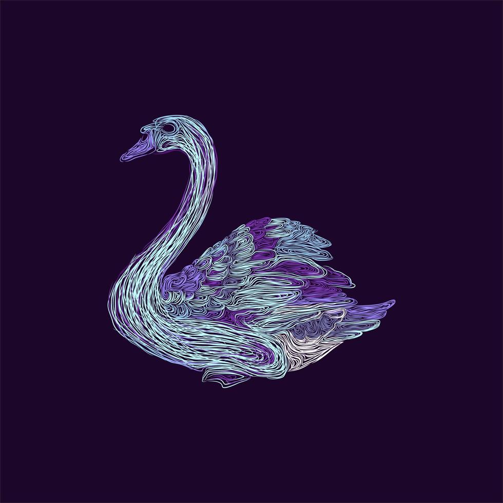 diseño del ejemplo del estilo de las ilustraciones de la belleza del cisne vector