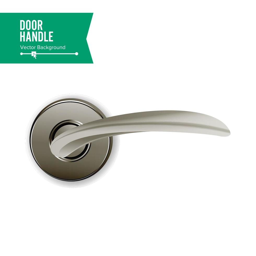 Door Handle Vector. Realistic Classic Element Isolated On White Background. Metal Door Handle Lock. Stock Illustration vector