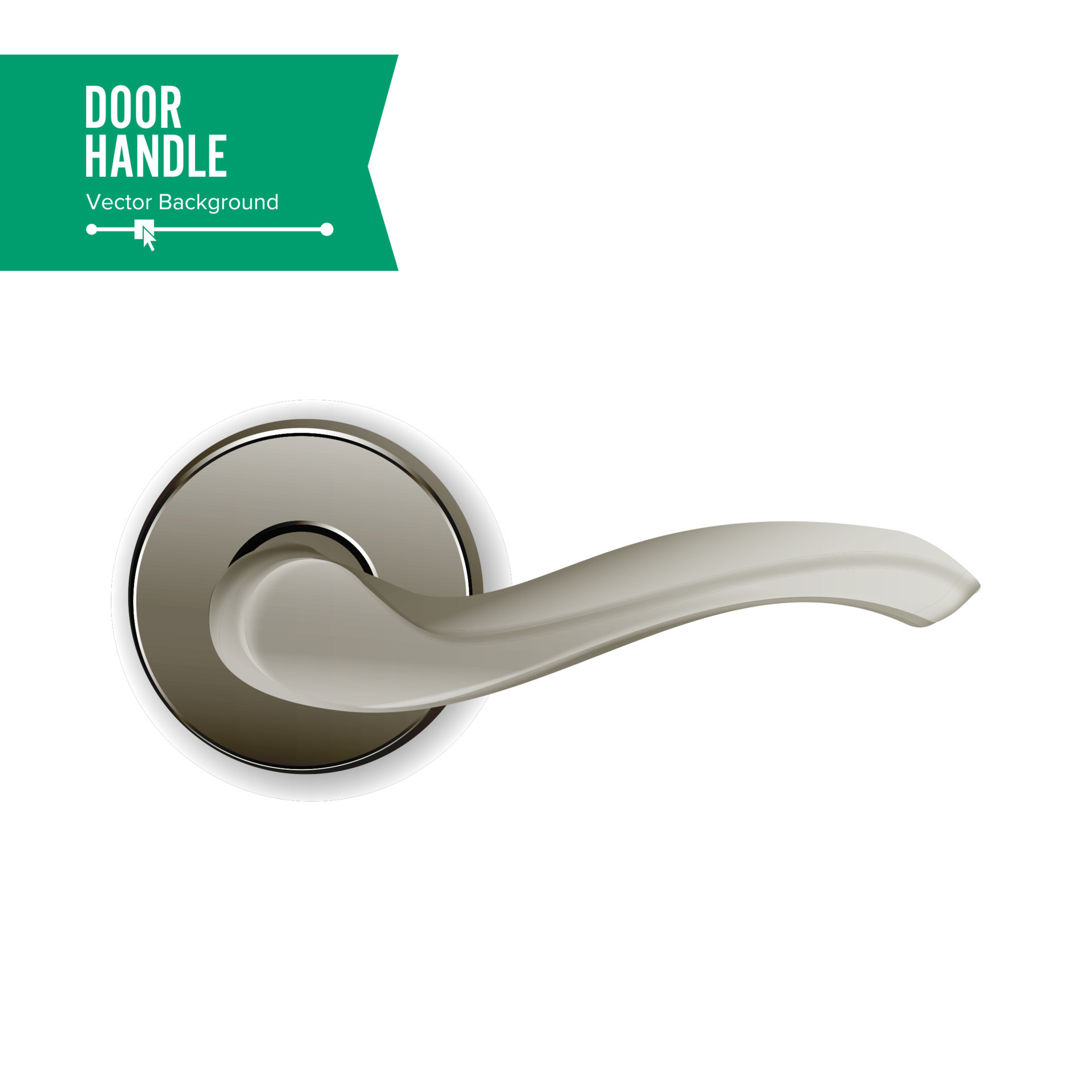 Door Handle Vector. Realistic Classic Element Isolated On White
