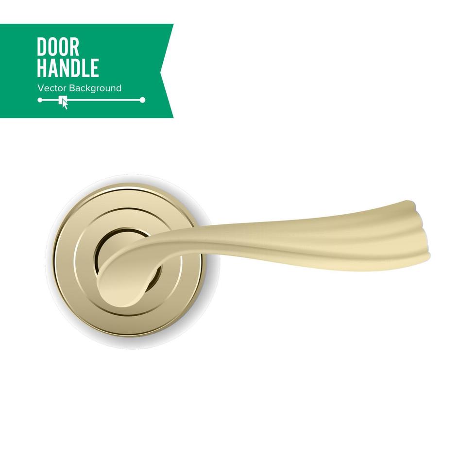 Door Handle Vector. Realistic Classic Element Isolated On White Background. Metal Gold Door Handle Lock. Stock Illustration vector