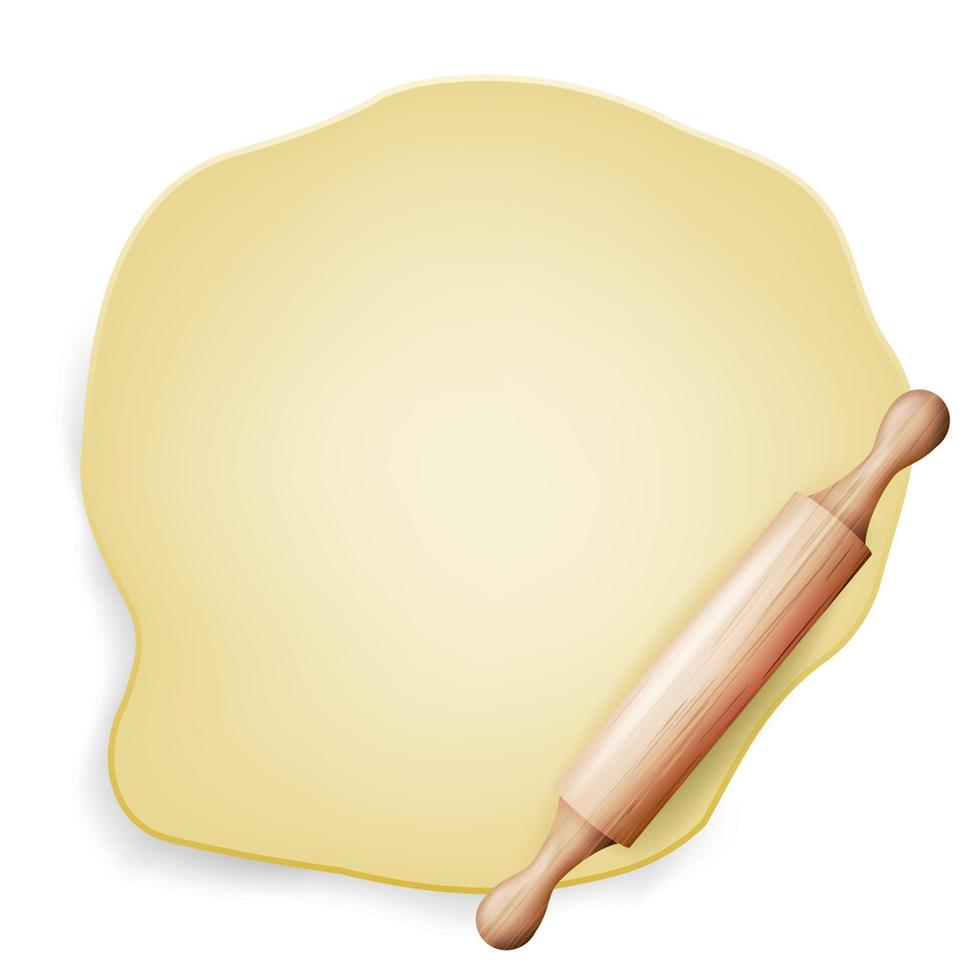 Dough Vector. Wooden Rolling Pin. Baking Ingredient. Poster Design. Isolated Illustration vector