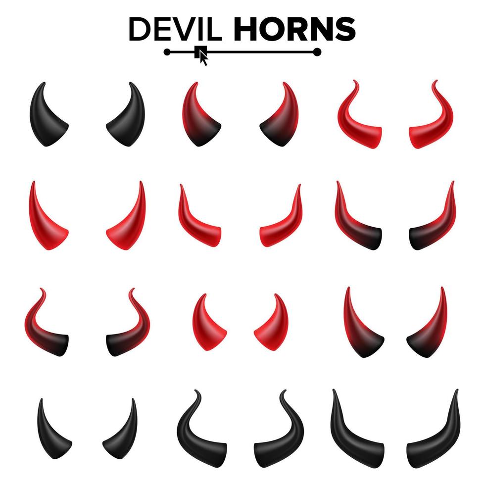 Devil Horns Set Vector. Good For Halloween Party. Satan Horns Symbol Isolated Illustration. vector