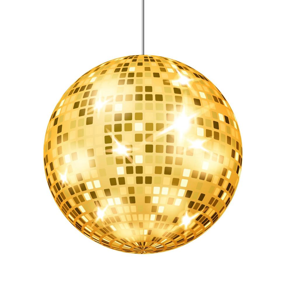 Gold Disco Ball Vector. Dance Club Retro Party Classic Light Element. Mirror Ball. Isolated On White Background Illustration vector