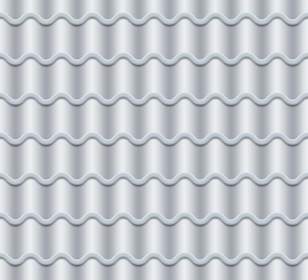 Grey Corrugated Tile Vector. Seamless Pattern. Classic Ceramic Tiles Cover. Fragment Of Roof Illustration. vector