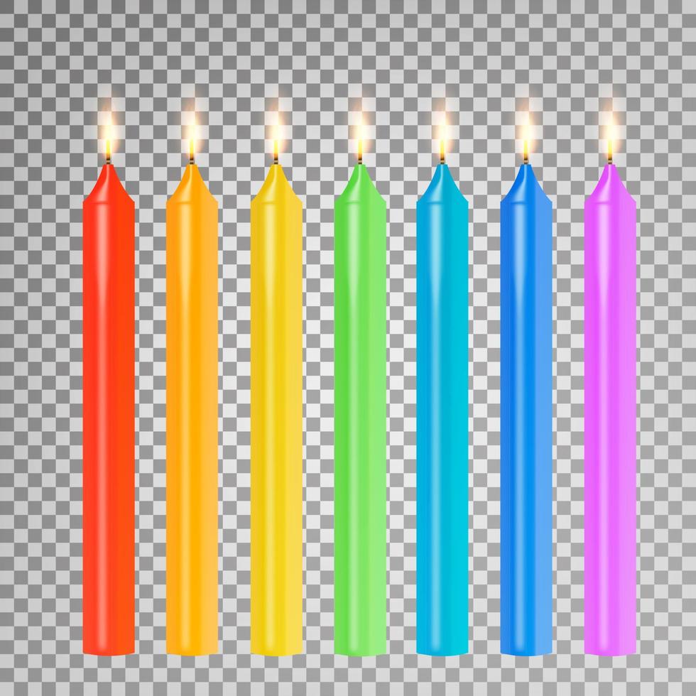 Burning 3D Realistic Dinner Candles Vector