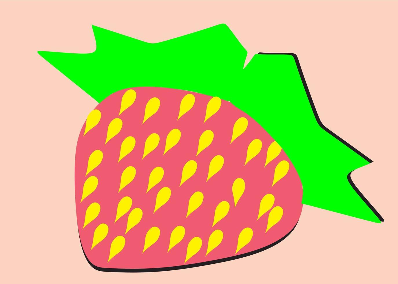 Garden strawberry fruit or strawberries flat color vector icon for food apps and websites