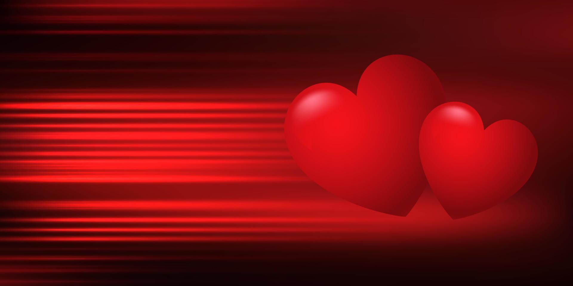 banner del día de san valentín con corazones rojos brillantes vector