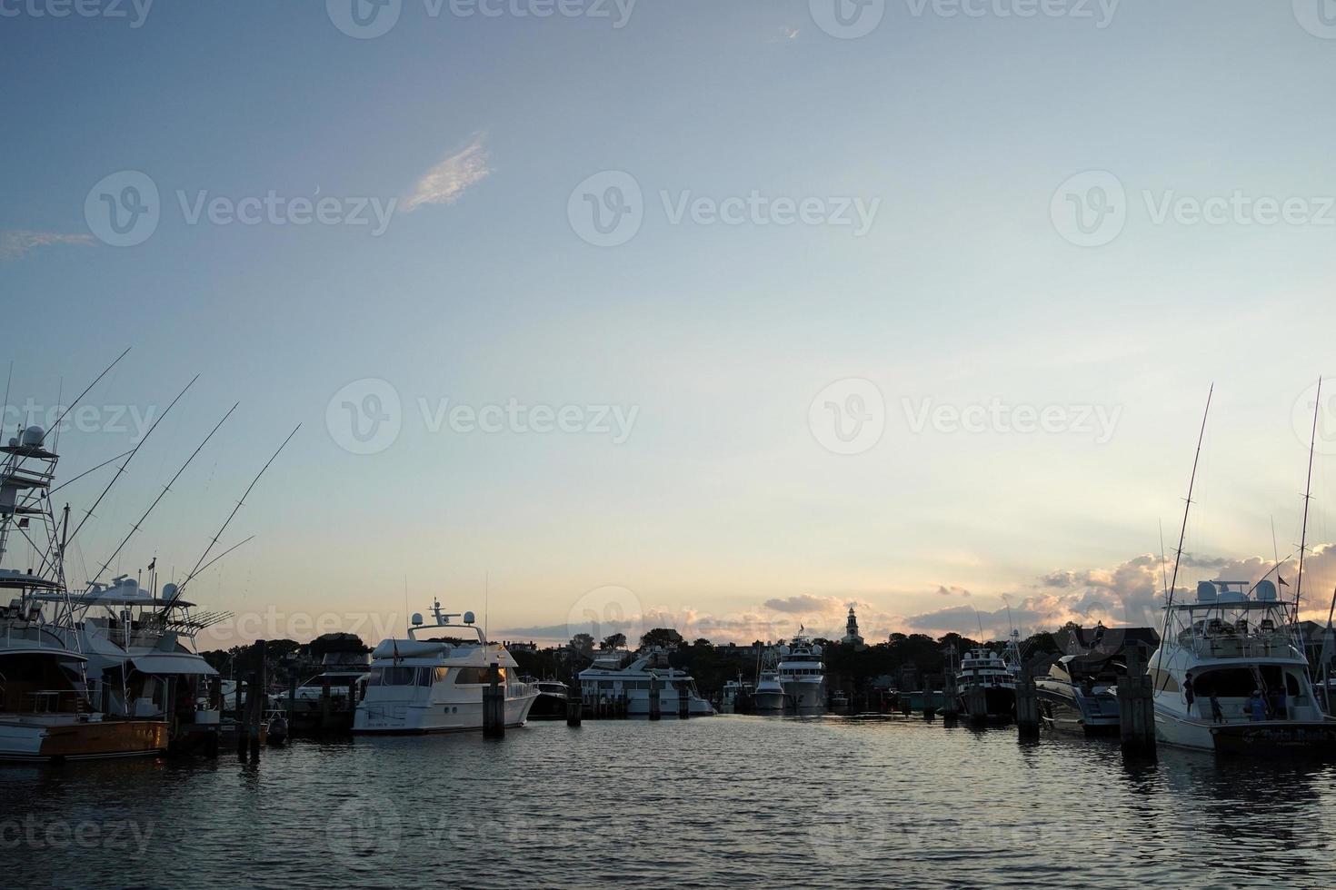 nantucket harbor view at sunset photo