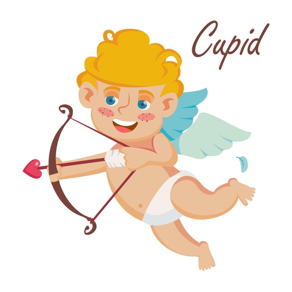 vector de cupido el arco de Cupido. Feliz día de San Valentín. elemento de diseño gráfico. ilustración de personaje de dibujos animados plano aislado