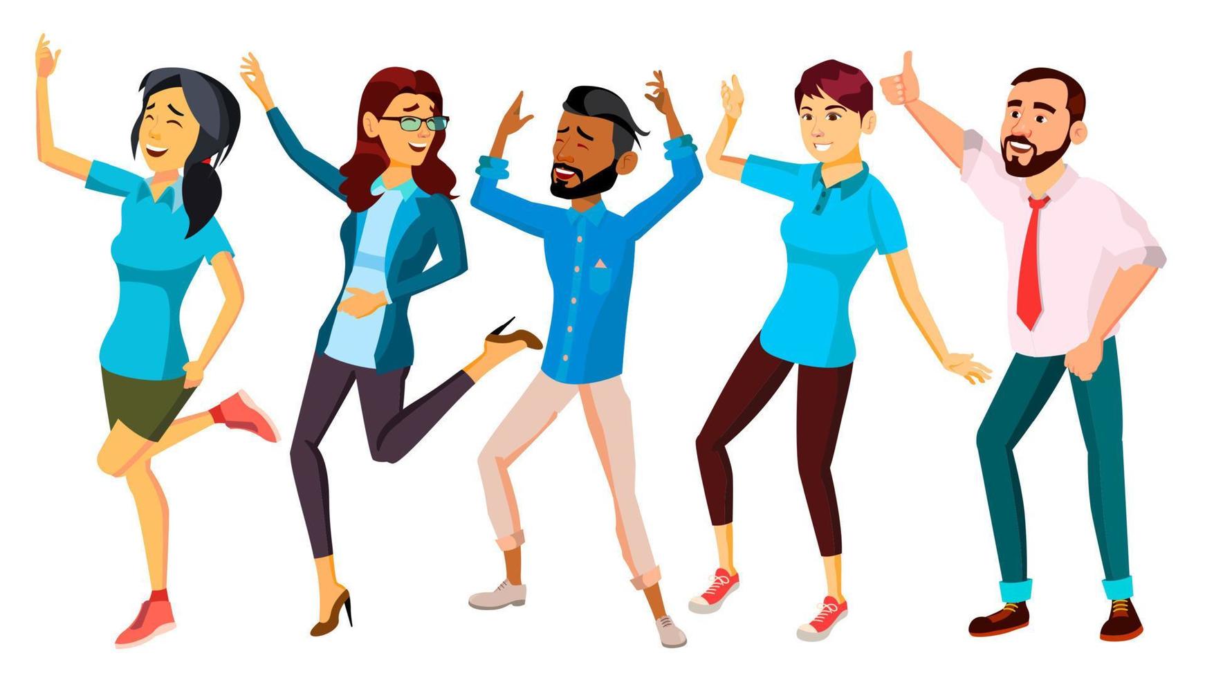 Dancing People Set Vector. Adult Persons In Action. Character Design. Isolated Flat Cartoon Illustration vector