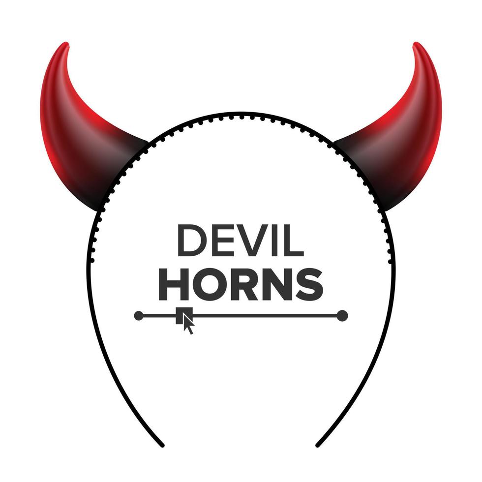 Devil Horns Vector. Head Gear. Red Luminous Horn. Demon Or Satan Horns Symbol, Sign, Icon. Isolated On White vector