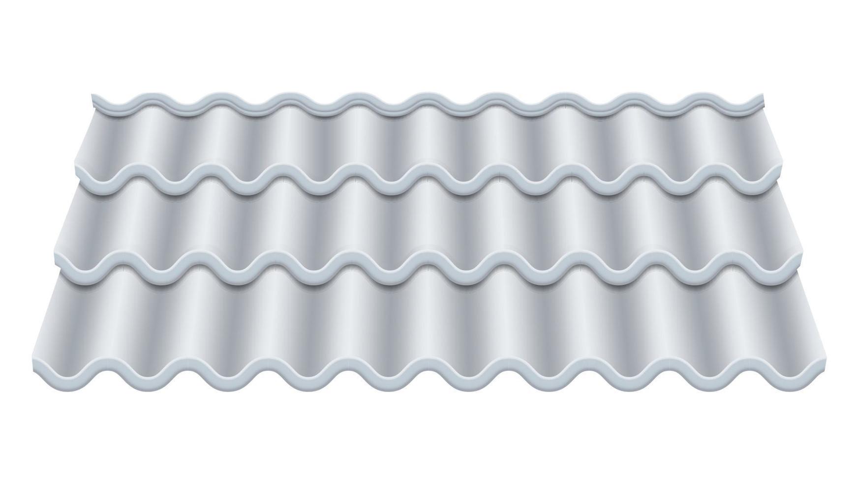 Grey Corrugated Tile Vector. Classic Ceramic Tiles Cover. Fragment Of Roof Illustration. vector