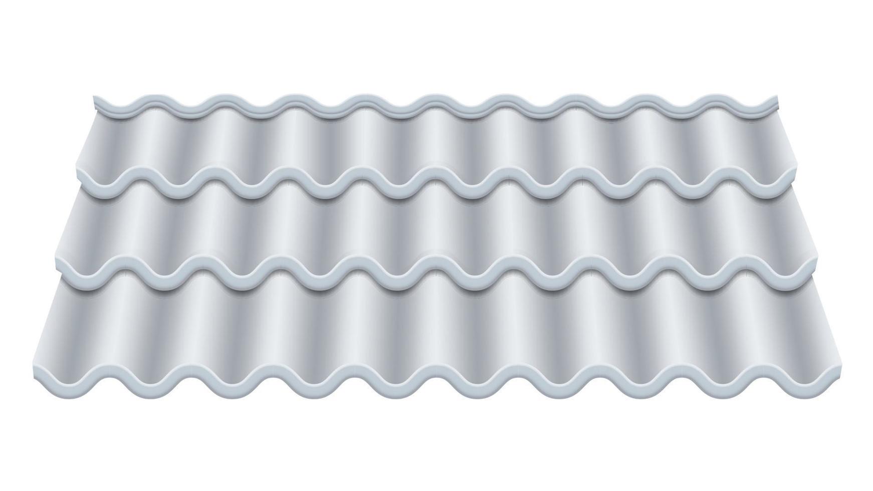 Grey Corrugated Tile Vector. Classic Ceramic Tiles Cover. Fragment Of Roof Illustration. vector