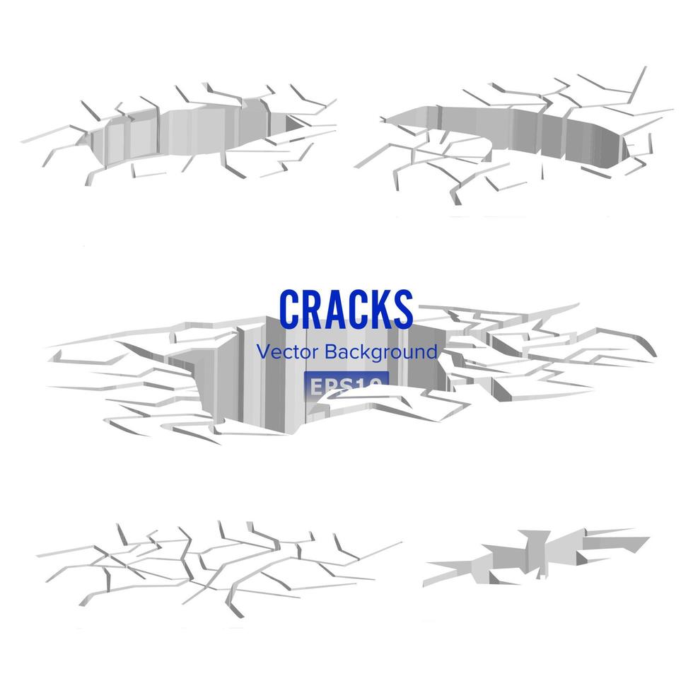 Cracks In The Ground Vector. Split Damage After Earthquake vector