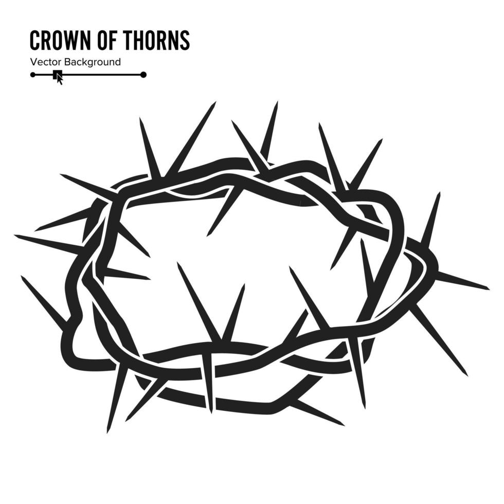 Crown Of Thorns. Silhouette Of A Crown Of Thorns. Jesus Christ. Isolated On White Background. Vector Illustration.
