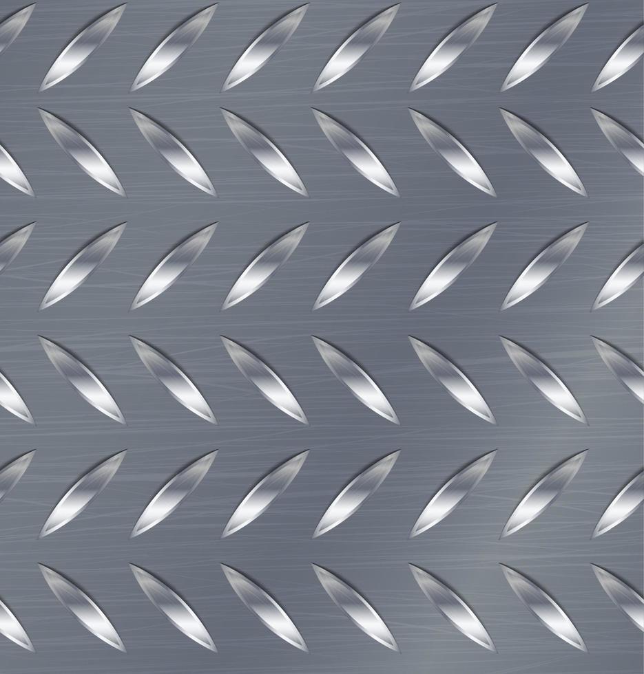 Diamond Metal Plate Seamless Vector Pattern. Corrugated Aluminum Sheet. Metal Seamless Background. Vector Illustration.