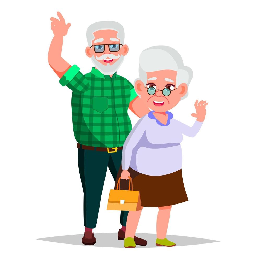 vector de pareja de ancianos. abuelo con abuela. estilo de vida. pareja de ancianos. ilustración de dibujos animados plana aislada